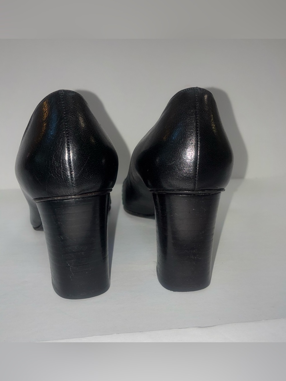 Gucci Marmont GG Logo Web Stripe Heels Black Leather Block Heel Pumps Size 7.5 M - Picture 3 of 9